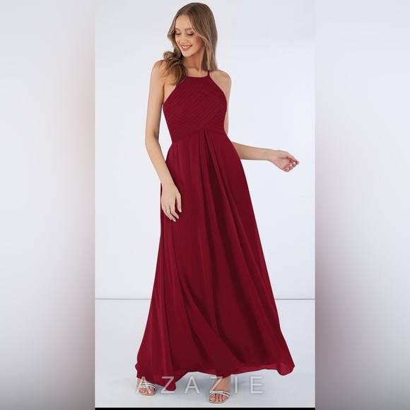 Azazie Dresses Azazie Burgundy Halter Neck Formal Gown Poshmark